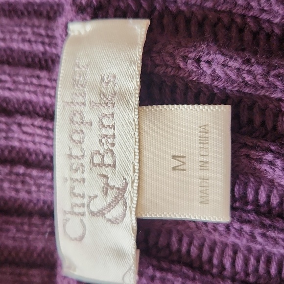 Christopher & Banks purple 100% cotton cable knit sweater size medium Spring - Picture 8 of 11